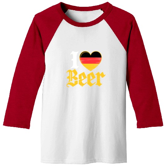 I Love Beer German Bier Funny Germany Flag Baseball Tees