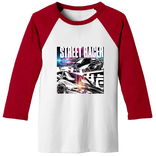 Neon Street Racer Illustration Baseball Tees
