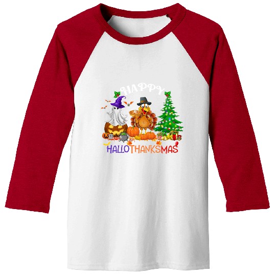 Retro Happy HalloThanksMas  Baseball Tees