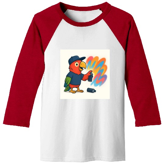 Colorful Graffiti Parrot Illustration Baseball Tees