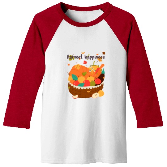 Harvest Happiness Fall Produce Illustration Baseball Tees