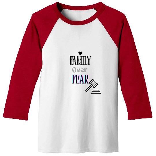 Family Over Fear Neon Typography Design Baseball Tees