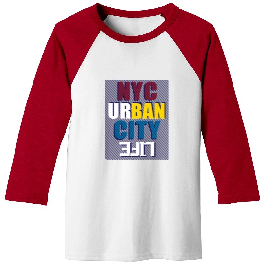 Vibrant NYC Urban City Typography life Baseball Tees