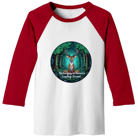 Enchanted Forest Deer Meditation Design Baseball Tees