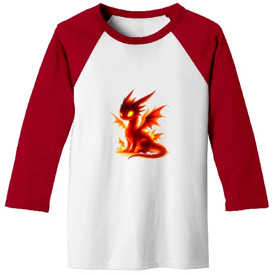 Luminous Fire Dragon Illustration Baseball Tees