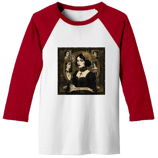 Gothic Portrait with Sunburst Halo Baseball Tees