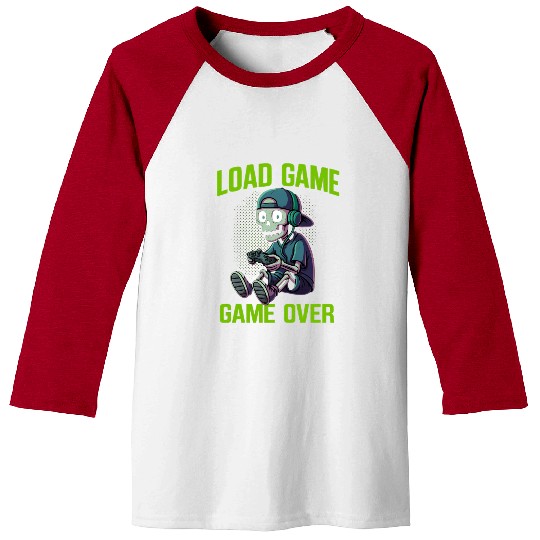 Skull Gamer Loading Screen Art Baseball Tees