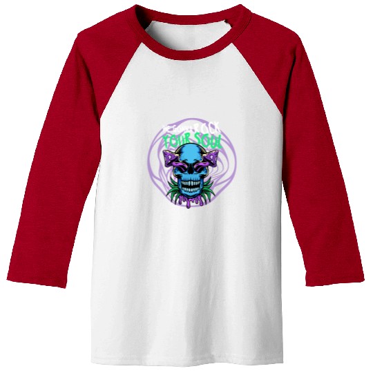 Psychedelic Rock Skull Design Baseball Tees