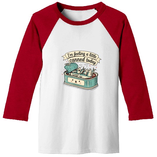 Whimsical Canned Fish Humor Design Baseball Tees