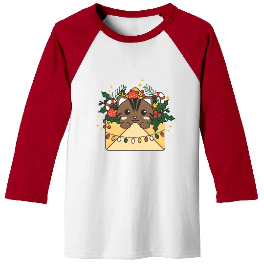 Cat Christmas Letter Winter Animals Cats Baseball Tees