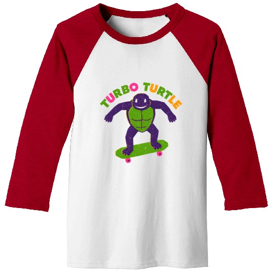 Galactic Turtle Skateboard Design Baseball Tees