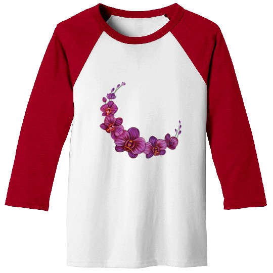 Violet Moon Orchid Flower branch illustration Baseball Tees