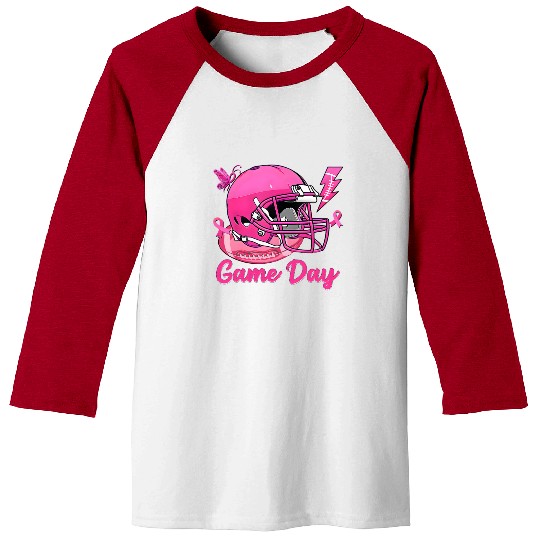 Game Day Pink American Football Tackle Breast Baseball Tees