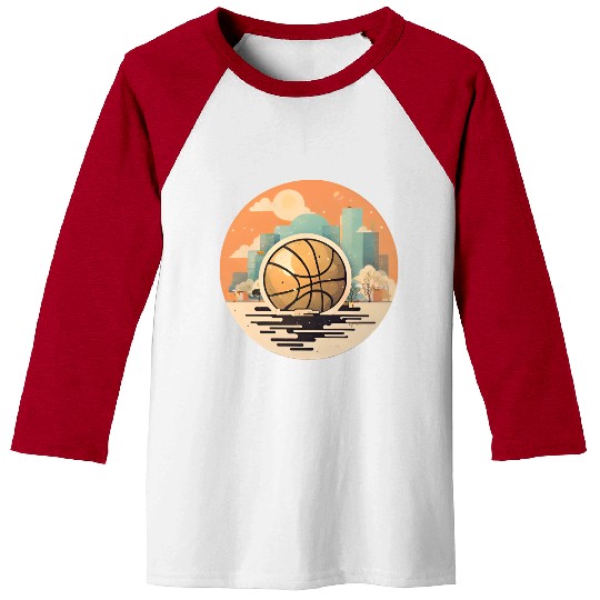 Urban Basketball Sunset Scene Baseball Tees