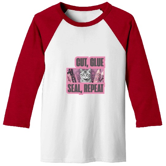 Decoupage Mantra Cut Glue Seal Repeat Cat Baseball Tees