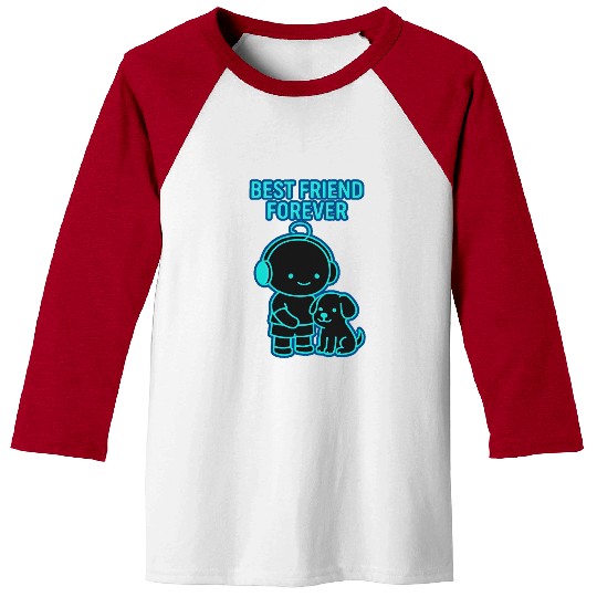 Best Friend Forever Neon Illustration Baseball Tees