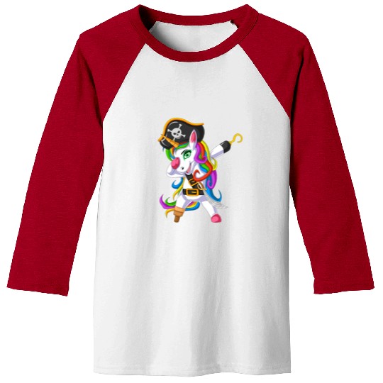 Rainbow Pirate Unicorn Pirate Costume Design Baseball Tees