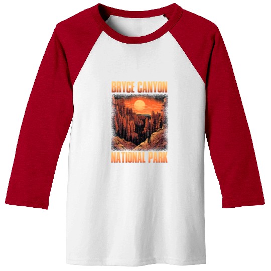 Bryce Canyon National Park Sunset Illustration Baseball Tees