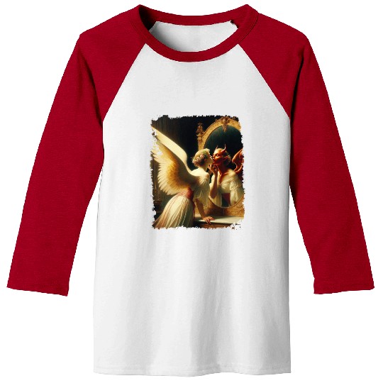Inner Duality Angel Demon Mirror Renaissance Baseball Tees