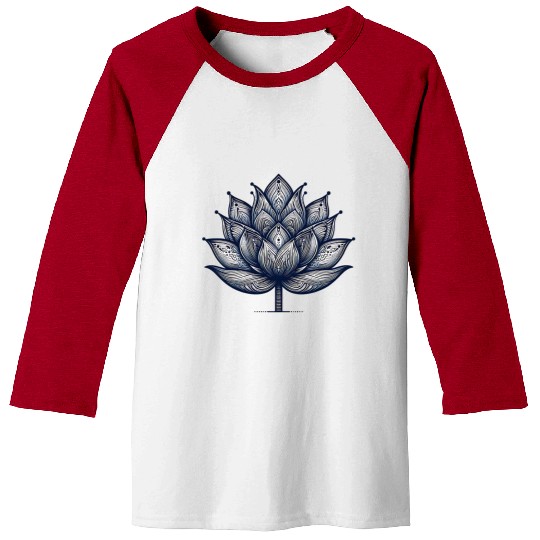 Intricate Mandala Lotus Design Baseball Tees