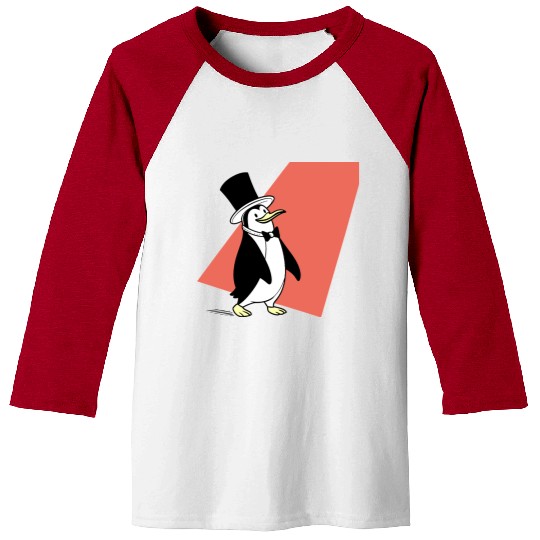 Dapper Penguin in Top Hat and Bowtie Illustration Baseball Tees