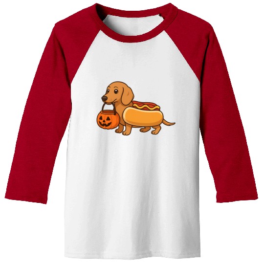 Hot Dog Dachshund Halloween Baseball Tees