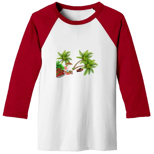 Tropical Island Paradise Scene Baseball Tees
