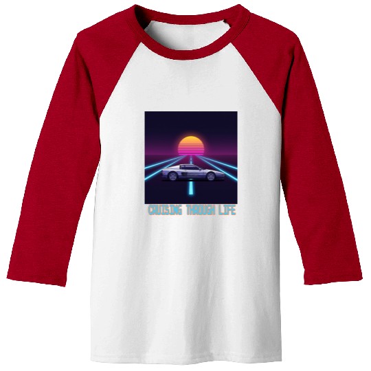 Cruising Through Life Retro Car & Sunset Baseball Tees