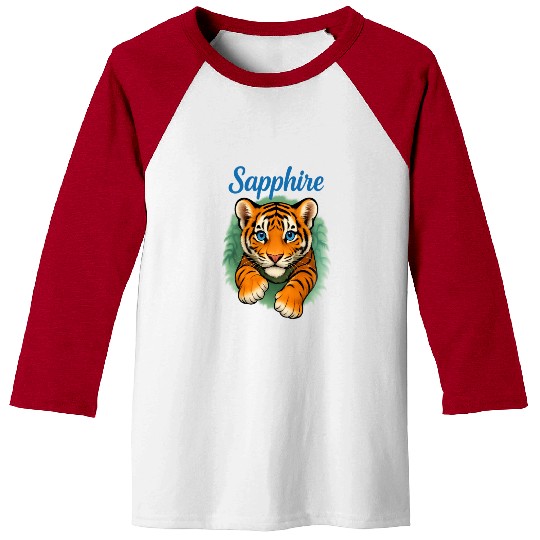 Vivid Tiger Cub Illustration - Sapphire Baseball Tees