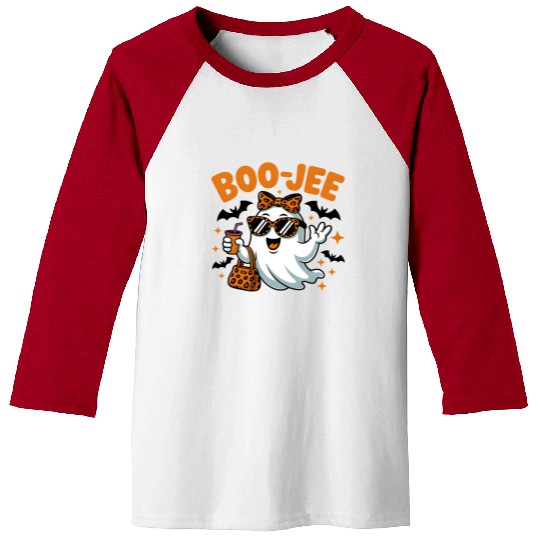 Boo-Jee Ghost Cute Leopard Print Halloween Boojee Baseball Tees