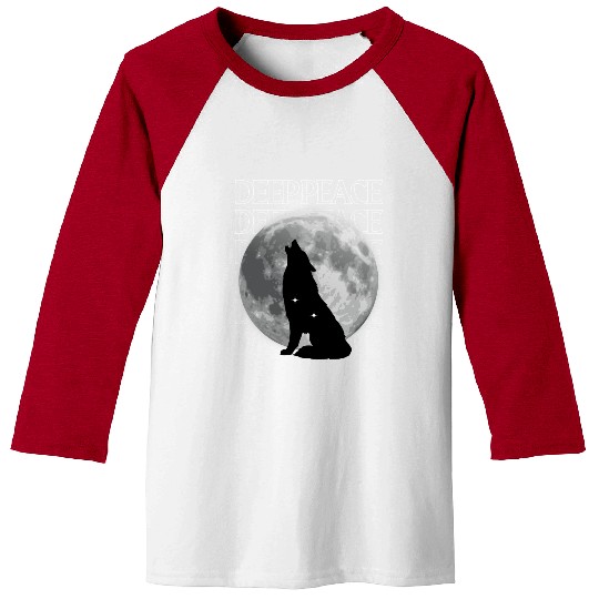 Wolf Howling at Full Moon Design Baseball Tees