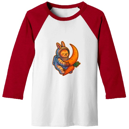 Adorable Moon Bunny with Carrot Baseball Tees