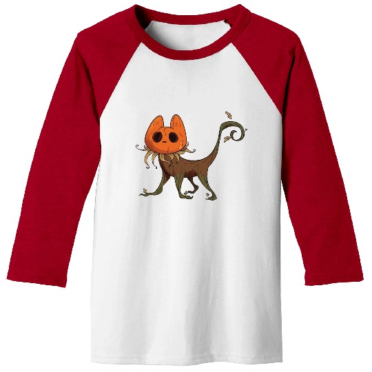 Whimsical Jack-o'-Lantern Cat Hybrid Baseball Tees