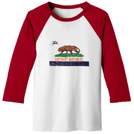 Detroit Republic Tiger Flag Distressed Baseball Tees