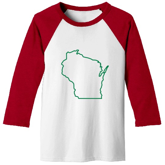 Wisconsin State Outline Design Baseball Tees