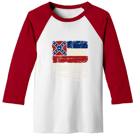 Mississippi Flag - Vintage Look Baseball Tees