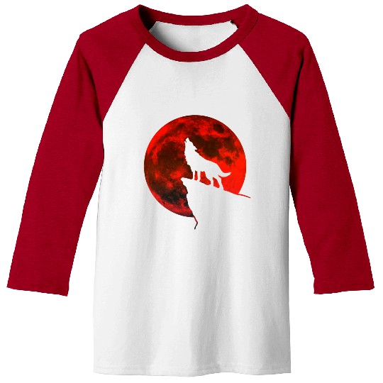 Howling wolf full blood moon space galaxy gift dog Baseball Tees