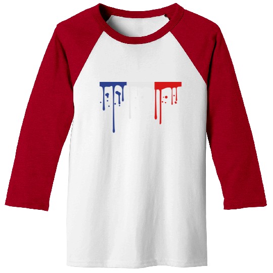drop blob 3 colors france nation blue white red fl Baseball Tees