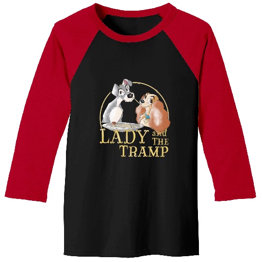 Retro Disney The Lady And The Tramp Eating Spaghetti Baseball Tees