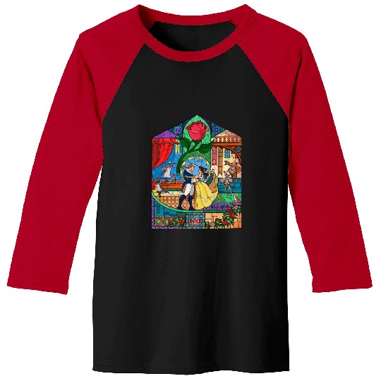 Disney Beauty & The Beast Stained Glass Rose Graphic Baseball Tees