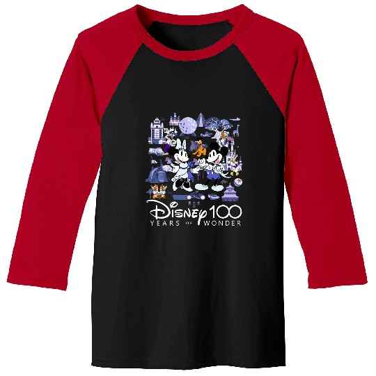 Disney 100 Years Of Wonder Mickey Mouse & Minnie Baseball Tees, Disney Parks 100th Anniversary Baseball Tees