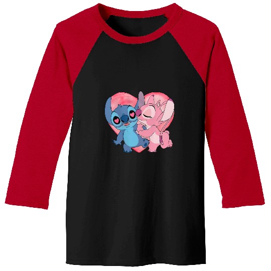 Disney Stitch And Angel Valentine's Day Baseball Tees, Lilo and Stitch Valentine Couple Baseball Tees