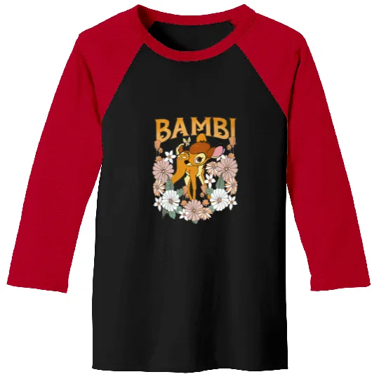 Vintage Floral Bambi Baseball Tees, Disney Bambi Deer Baseball Tees, Disney Character Bambi Birthday Gift