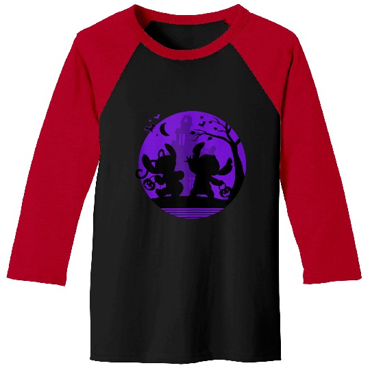 Disneyss Stitch And Angel Trick Or Treat Halloween Baseball Tees