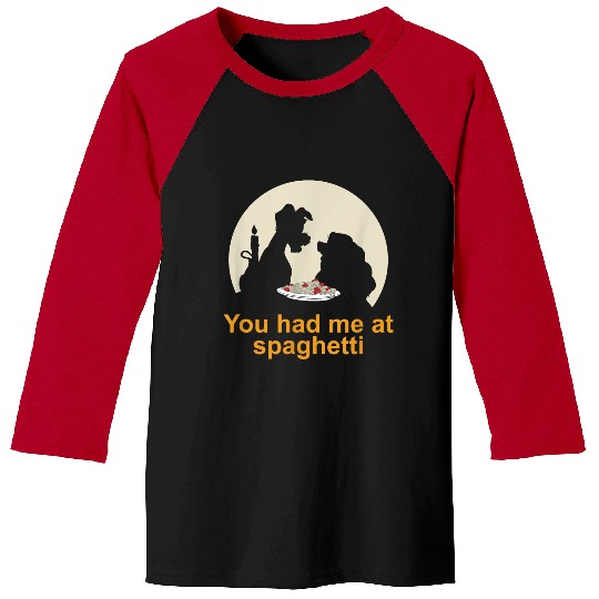 Disneyss Lady And The Tramp You Had Me At Spaghetti Silhouette Baseball Tees