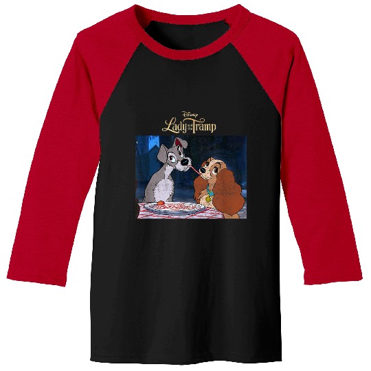 Disneyss Lady And The Tramp Classic Spaghetti Scene Poster Baseball Tees