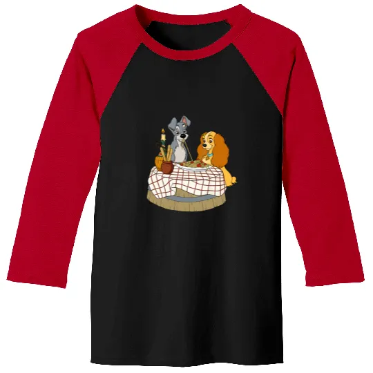 Disney Lady and Tramp Bella Notte Spaghetti Baseball Tees, Lady and The Tramp Baseball Tees