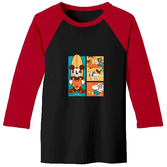 Disney Mickey Donald Goofy Pluto Surfer Beach Baseball Tees