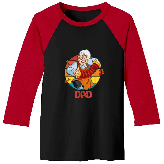 Disney Pinocchio Geppetto Dad Accordion Fathers Day Baseball Tees
