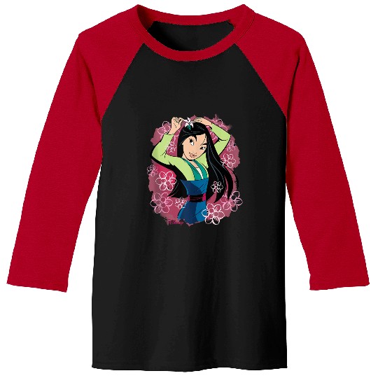 Disneyss Princess Mulan Floral Watercolor Baseball Tees